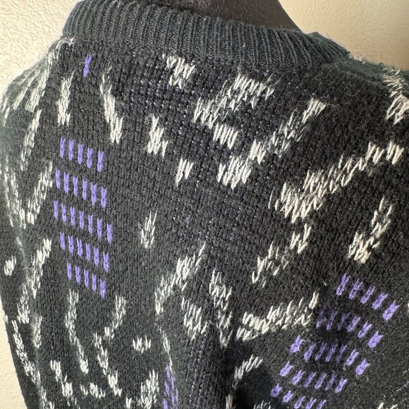 Chateau XXL Acrylic Sweater Made In Korea Black Purple Abstract Pattern - Picture 5 of 5